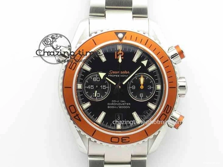 0423 Sophisticated Planet Ocean Master Chronometer Chrono SS OM 1:1 Best Edition Orange On SS Bracelet A 8156